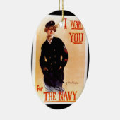 私は海軍~ WW I米国ポスター1917年のためのほしいと思います セラミックオーナメント (右)