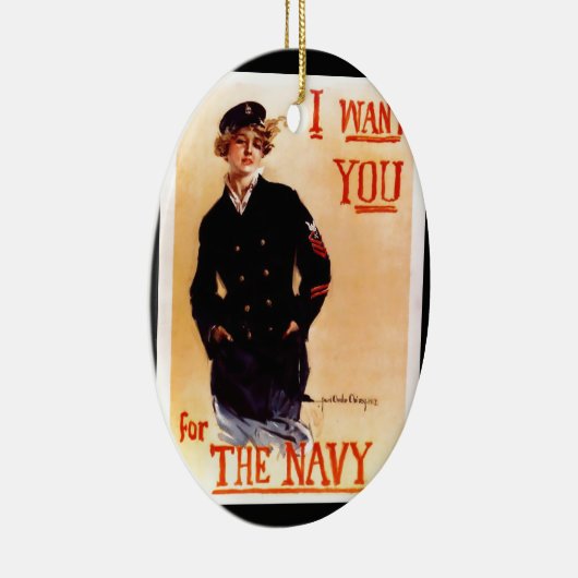 私は海軍~ WW I米国ポスター1917年のためのほしいと思います セラミックオーナメント (右)