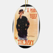 私は海軍~ WW I米国ポスター1917年のためのほしいと思います セラミックオーナメント (左)