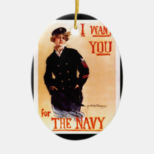 私は海軍~ WW I米国ポスター1917年のためのほしいと思います セラミックオーナメント