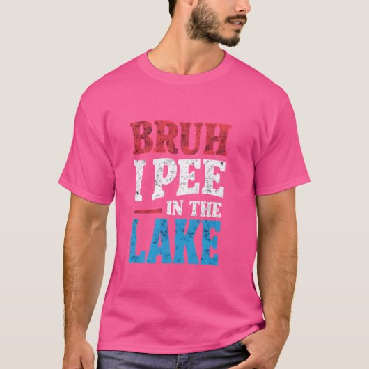 私は湖でボート泳おもしろいぐ夏のVaを見る Tシャツ (正面)
