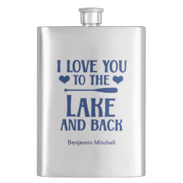 私は湖とバックにあなたを愛して – 引用文ネイビーブルー フラスク