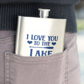 私は湖とバックにあなたを愛して – 引用文ネイビーブルー フラスク (インサイチュ)