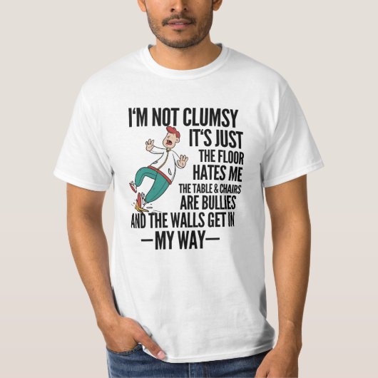 私は滑りやすおもしろいい Tシャツ (正面)