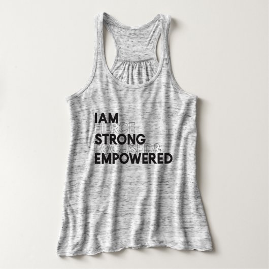 私は激しく、強く、集中し、権限を与えられたグレー タンクトップ (デザイン正面)