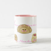 私は点心のマグを愛します ツートーンマグカップ (中央)