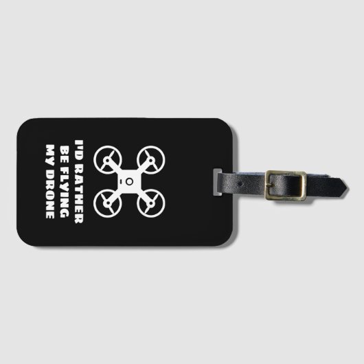 私は無人機の荷物飛んでいるタグになおもしろいりたい ラゲッジタグ (正面横)