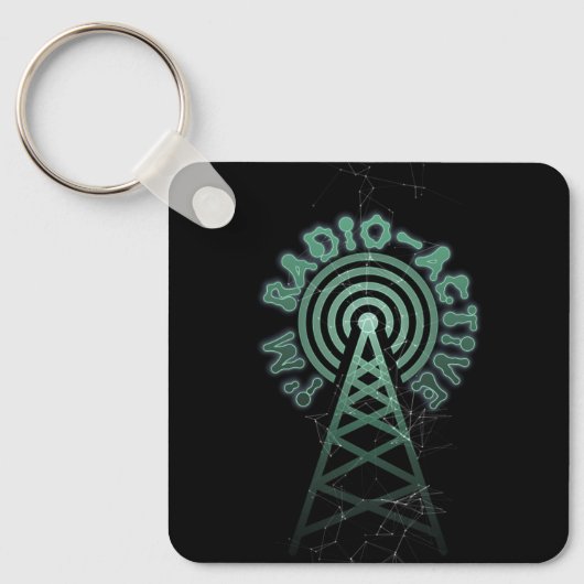 私は無線アクティブとタワーアンテナおもしろいハムラディ キーホルダー (正面)