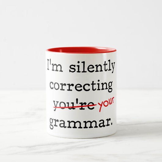 私は無言で文法をあなたは訂正しています ツートーンマグカップ (中央)