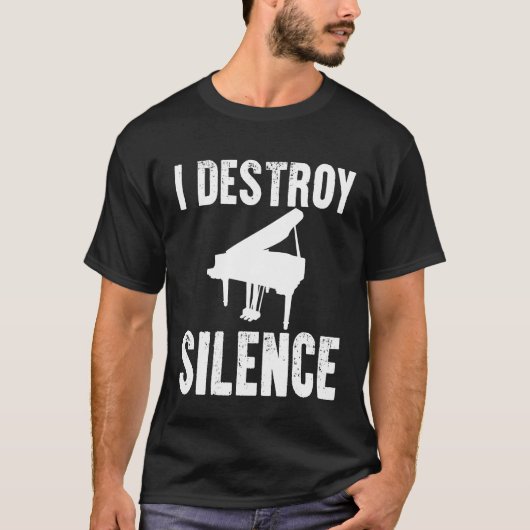 私は無音シャツピアノ奏者おもしろい音楽を破壊する Tシャツ (正面)