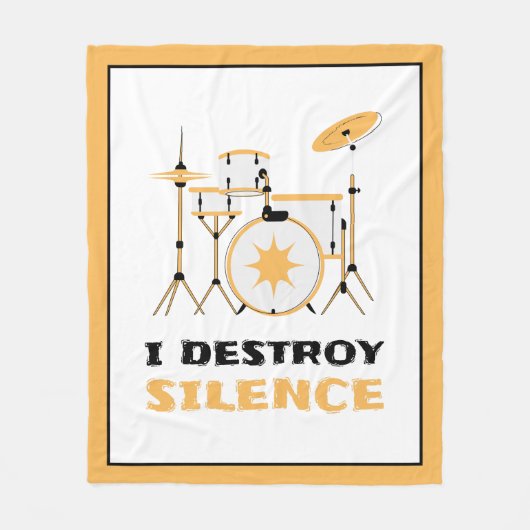 私は無音ドラマーをおもしろい破壊 フリースブランケット (正面)