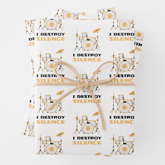 私は無音ドラマーをおもしろい破壊 ラッピングペーパーシート (インサイチュ)