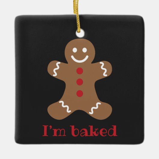 私は焼いたジンジャーブレッドマンおもしろい写真 セラミックオーナメント (正面)