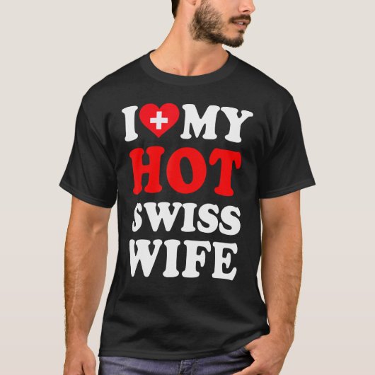 私は熱いスイスの妻の夫が大好き Tシャツ (正面)