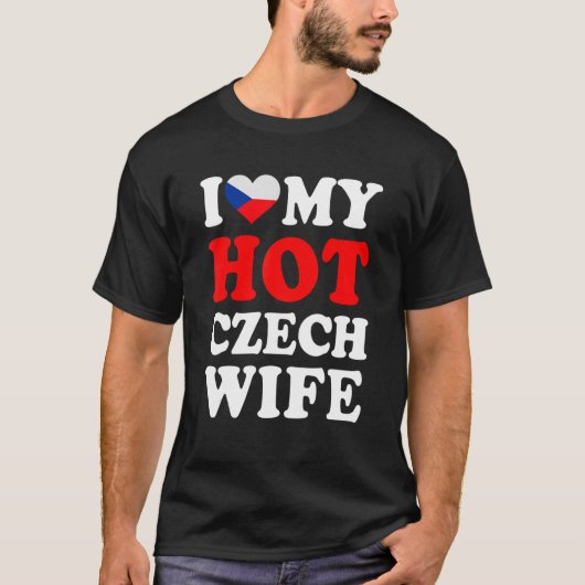 私は熱いチェコの妻の夫の贈り物がおもしろい大好き Tシャツ (正面)