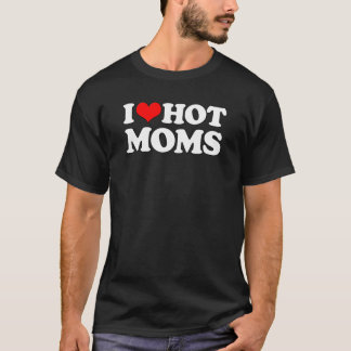 私は熱いママのおもしろい日の赤いハートラブ Tシャツ