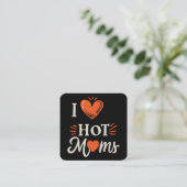 私は熱いママを愛Iハート熱いママ動揺してレトロ スクエア名刺 (スタンド正面)