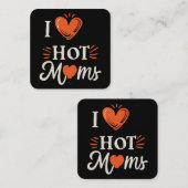 私は熱いママを愛Iハート熱いママ動揺してレトロ スクエア名刺 (正面/裏面)
