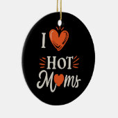 私は熱いママを愛Iハート熱いママ動揺してレトロ セラミックオーナメント (右)