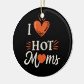 私は熱いママを愛Iハート熱いママ動揺してレトロ セラミックオーナメント (左)