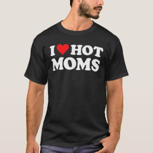 私は熱いママT赤いハートおもしろいラブママ Tシャツ