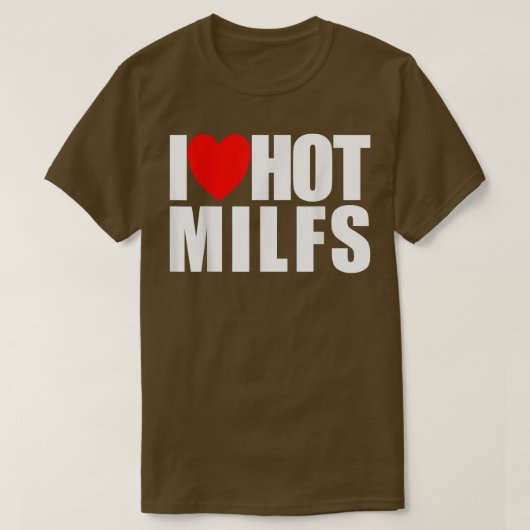 私は熱いMILFSの赤いハート愛ホット母を愛する熱い Tシャツ (デザイン正面)