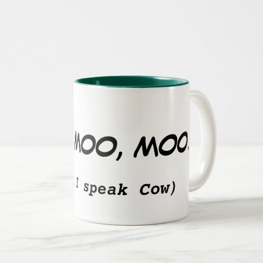 私は牛おもしろいな引用文のマグを話します ツートーンマグカップ (正面右)