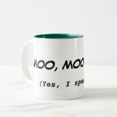 私は牛おもしろいな引用文のマグを話します ツートーンマグカップ (正面左)