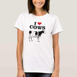 私は牛おもしろいのTシャツを愛します Tシャツ