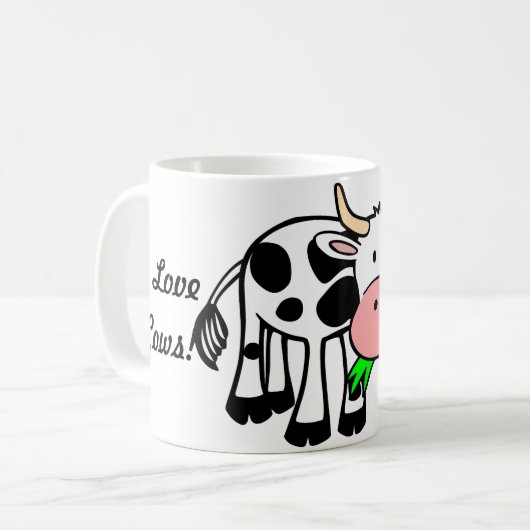 私は牛かわいい牛コーヒー・マグを愛します コーヒーマグカップ (正面左)