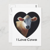 私は牛が大好き:ブラウンカウイの油パステル ポストカード (正面/裏面)