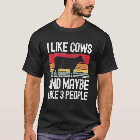 私は牛が好きで、多分3人が好きだ Tシャツ (正面)