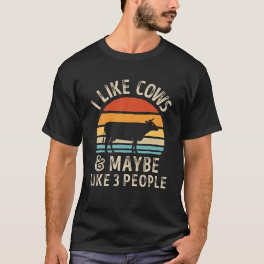 私は牛が好きで、3人が牛の農場を好きかもしれない Tシャツ (正面)