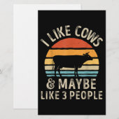 私は牛が好きで、3人の牛の農場が好きかもしれない 便箋 (正面/裏面)