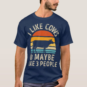 私は牛が好きで、3人の牛の農場が好きかもしれない Tシャツ