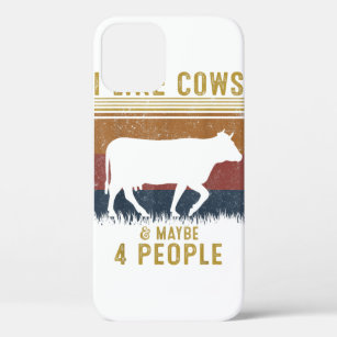 私は牛と多分4人の牛の農場農家Retが好き iPhone 12ケース