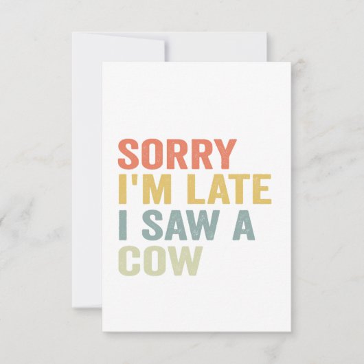 私は牛の愛好家のビーガンを見て遅れてごめん サンキューカード (正面)