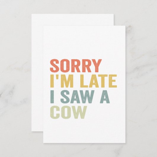 私は牛の愛好家のビーガンを見て遅れてごめん サンキューカード (正面/裏面)