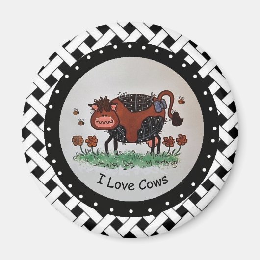 私は牛の磁石が大好き マグネット (正面)