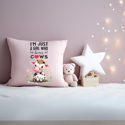 私は牛を愛する女の子だけ41センチx 41センチ クッション