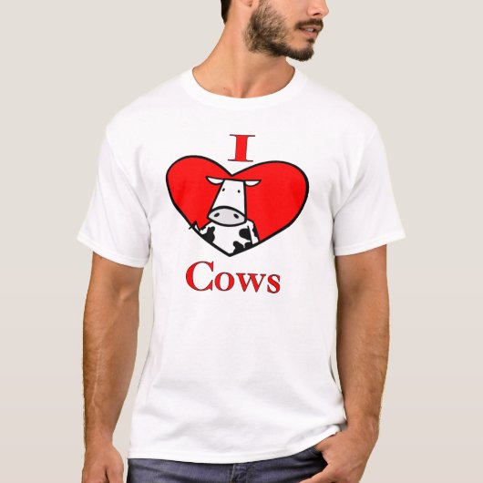 私は牛-赤--を愛します Tシャツ (正面)