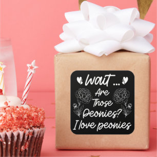私は牡丹が大好き可愛い牡丹の花恋人ユーモア引用文 スクエアシール