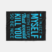 私は物おもしろい糖尿病認識度を注射する フリースブランケット (正面(横))