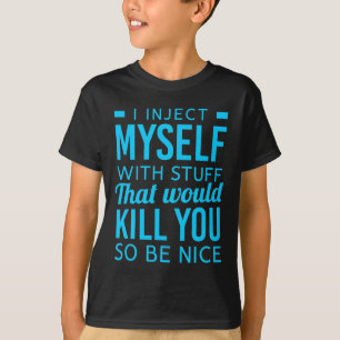 私は物おもしろい糖尿病認識度を注射する Tシャツ