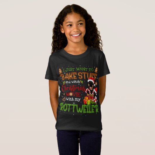 私は物と見るクリスマス映画ロットワイルを焼きたい Tシャツ (正面フル)