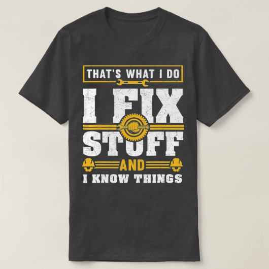 私は物とIKnowを修正するおもしろい Tシャツ (デザイン正面)