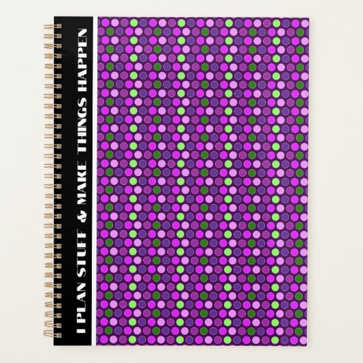 私は物を計画し、物事を起こす薄紫水玉模様 プランナー手帳 (正面)
