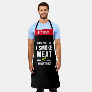私は物事を知っている煙の肉のエプロンおもしろい – グリルギフト エプロン