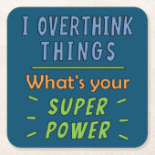 私は物事を考え過ぎる スクエアペーパーコースター (正面)