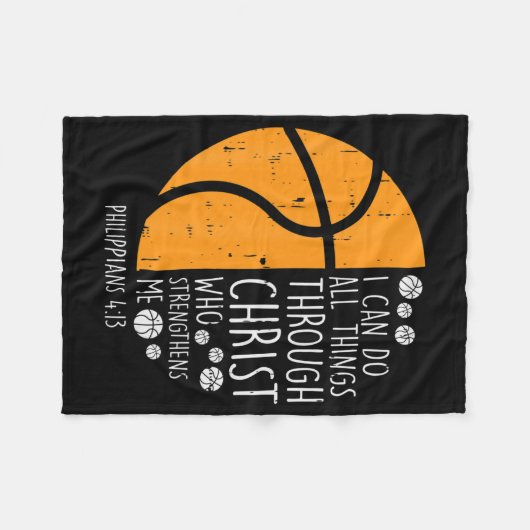 私は物事を行うことができるバスケットボール聖句God Jesus フリースブランケット (正面(横))